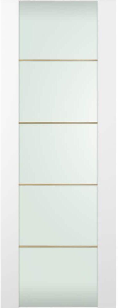 Belldinni Smart Pro H3G 4H Gold 18 in. x 80 in. No Bore Solid Composite Full Lite Frosted Glass Polar White Interior Door Slab