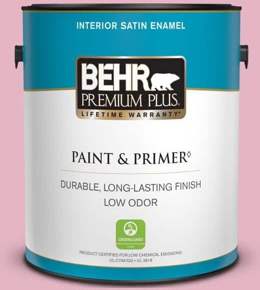 BEHR PREMIUM PLUS 1 gal. Home Decorators Collection #HDC-SP16-10 Japanese Rose Garden Satin Enamel Low Odor Interior Paint & Primer