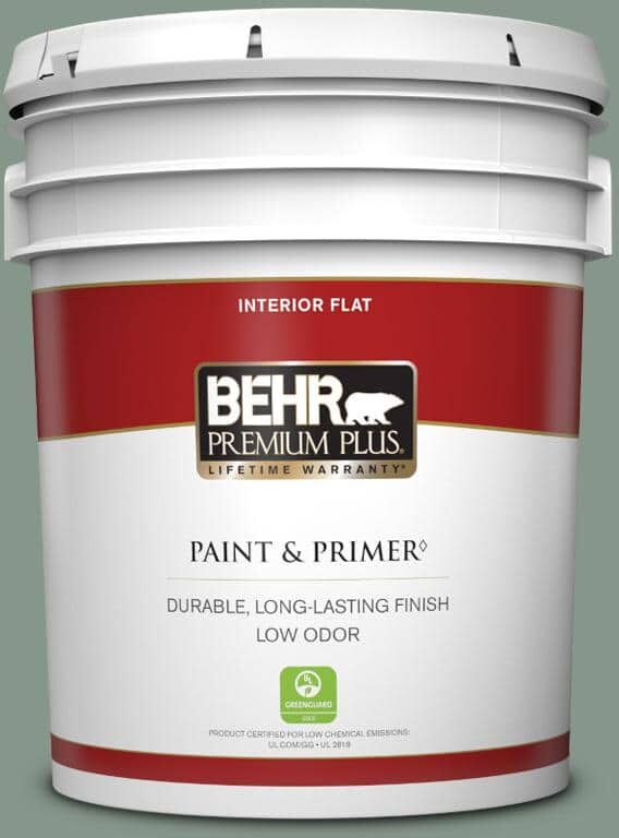 BEHR PREMIUM PLUS 5 gal. #N420-4 Underground Gardens Flat Low Odor Interior Paint & Primer