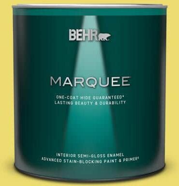 BEHR MARQUEE 1 qt. #T15-15 Plastic Lime Semi-Gloss Enamel Interior Paint & Primer