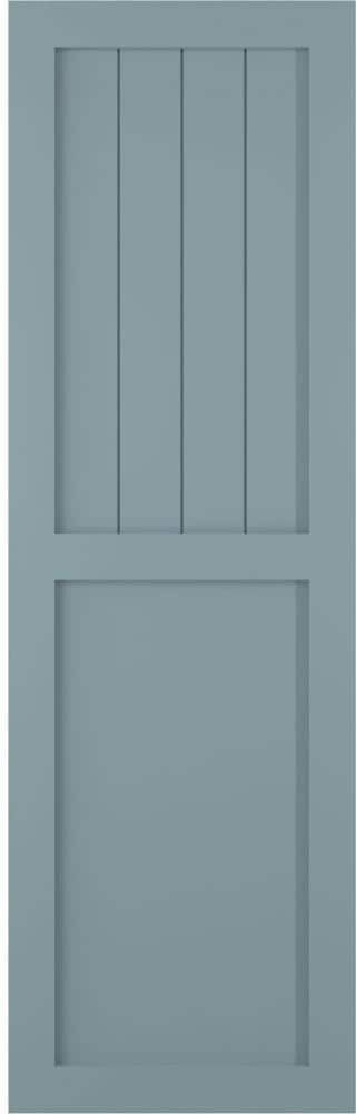 Ekena Millwork 12 in. x 53 in. PVC True Fit Farmhouse/Flat Panel Combination Fixed Mount Board & Batten Shutters Pair in Peaceful Blue