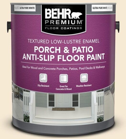 BEHR PREMIUM 1 gal. #HDC-AC-11 Clean Canvas Textured Low-Lustre Enamel Interior/Exterior Porch and Patio Anti-Slip Floor Paint