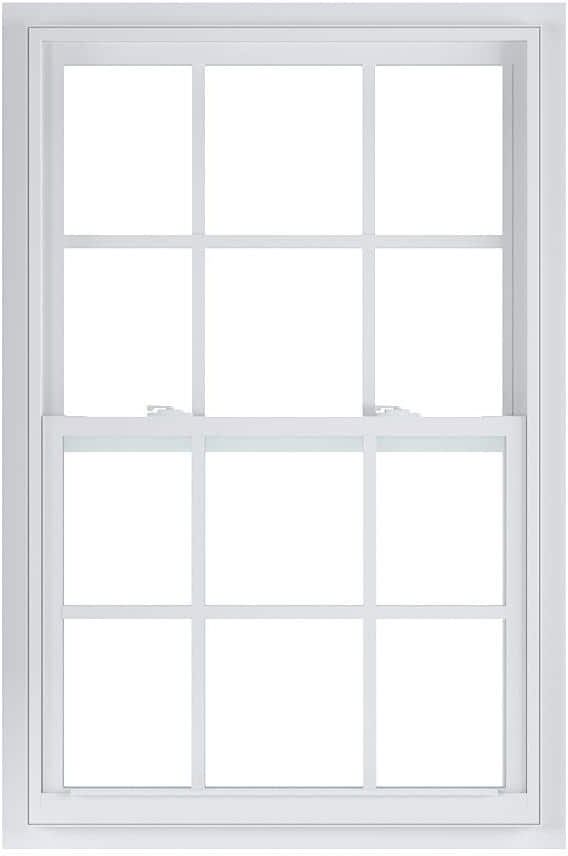 American Craftsman 31-3/8 in. x 51-1/4 in. 50 Series Single Hung White Vinyl Insulated Window with Nailing Flange and Colonial Grilles