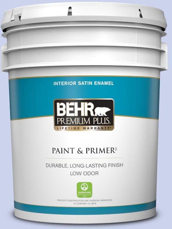 BEHR PREMIUM PLUS 5 gal. #P540-2 Garden Fairy Satin Enamel Low Odor Interior Paint & Primer