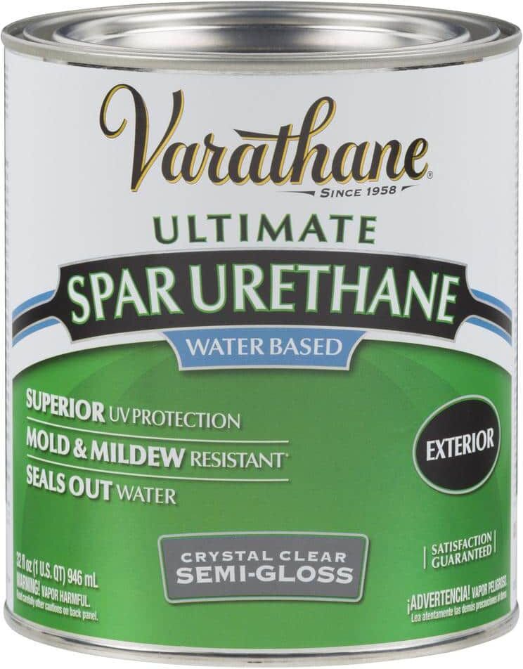 Varathane 1 Quart Clear Semi-Gloss Water-Based Spar Urethane Exterior Wood Sealer (Case of 2)