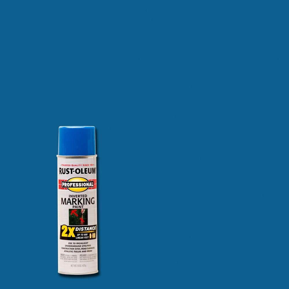 Rust-Oleum Professional 15 oz. Caution Blue 2X Distance Inverted Marking Spray Paint (6-Pack)