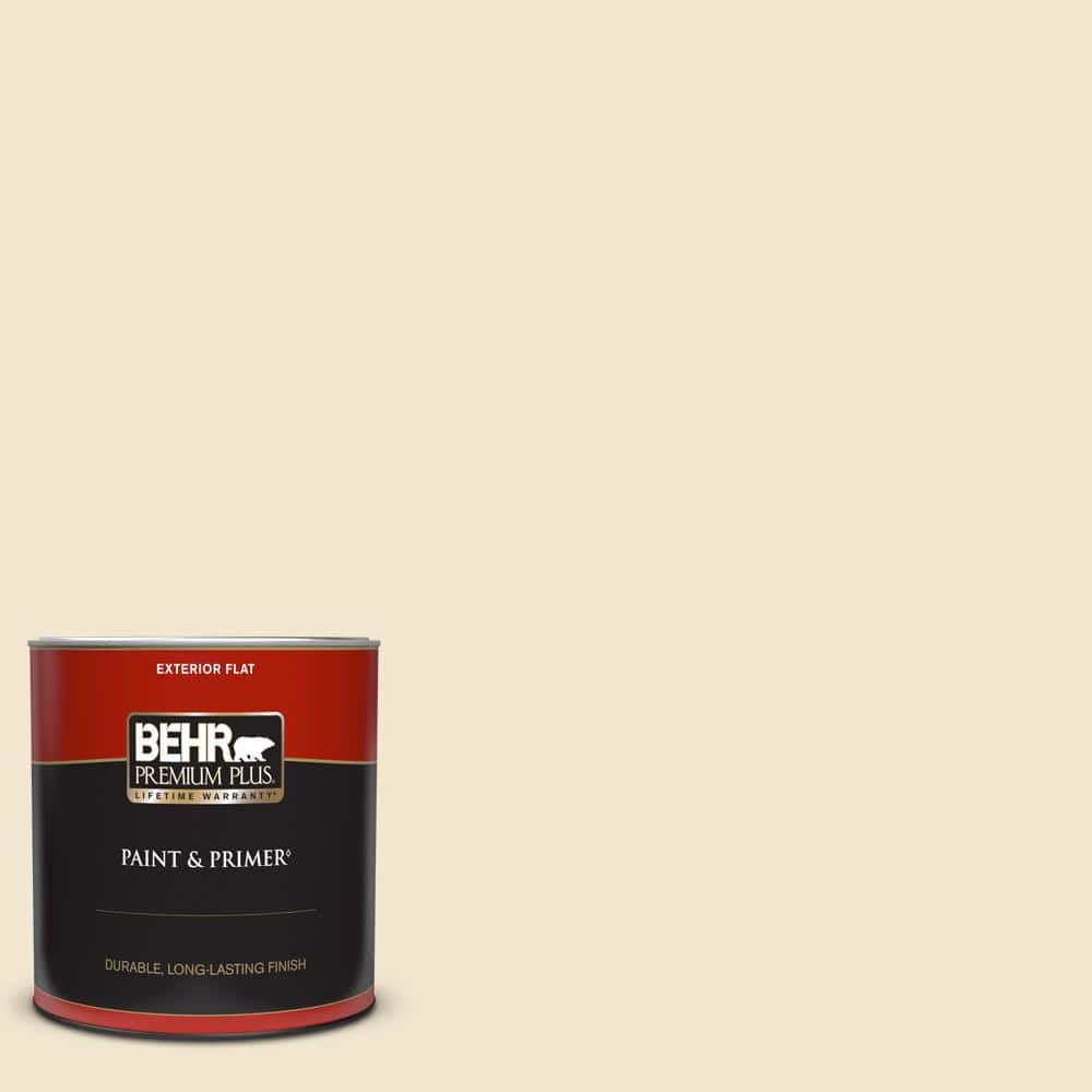 BEHR PREMIUM PLUS 1 qt. #S310-1 Writing Paper Flat Exterior Paint & Primer