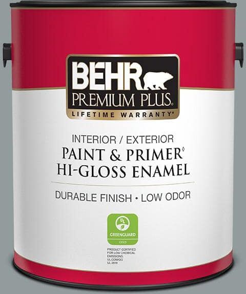 BEHR PREMIUM PLUS 1 gal. #720F-4 Stone Fence Hi-Gloss Enamel Interior/Exterior Paint and Primer