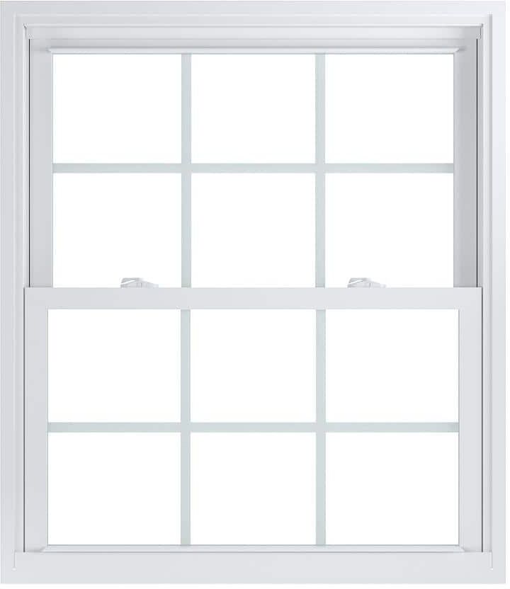 American Craftsman 35.75 in. x 41.25 in. 70 Pro Series Low-E Argon Glass Double Hung White Vinyl Replacement Window with Grids, Screen Incl