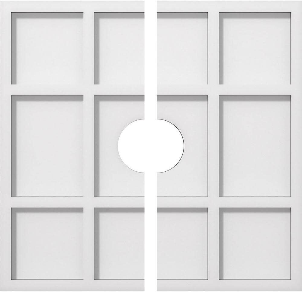 Ekena Millwork 1 in. P X 5-1/2 in. C X 16 in. OD X 3 in. ID Rubik Architectural Grade PVC Contemporary Ceiling Medallion, Two Piece