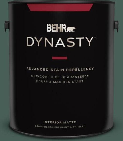 BEHR DYNASTY 1 gal. #M440-7 Rainforest One-Coat Hide Matte Interior Stain-Blocking Paint & Primer