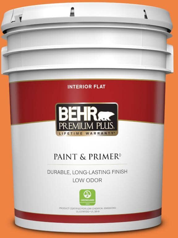 BEHR PREMIUM PLUS 5 gal. #P220-7 Construction Zone Flat Low Odor Interior Paint & Primer