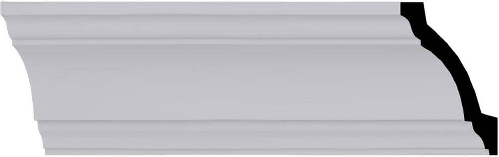 Ekena Millwork 3-1/4 in. H x 3-1/4 in. P x 4-1/2 in. F x 94-1/2 in. L Polyurethane Salem Traditional Smooth Crown Moulding (12-Pack)