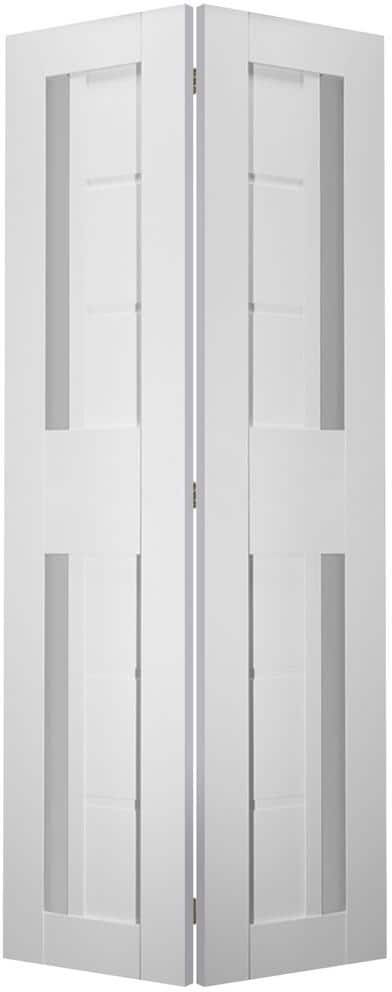 Belldinni Esta 36 in.x 79.375 in. Solid Composite Core Frosted Glass 2-Lite Bianco Noble Finished Wood Bifold Door with Hardware