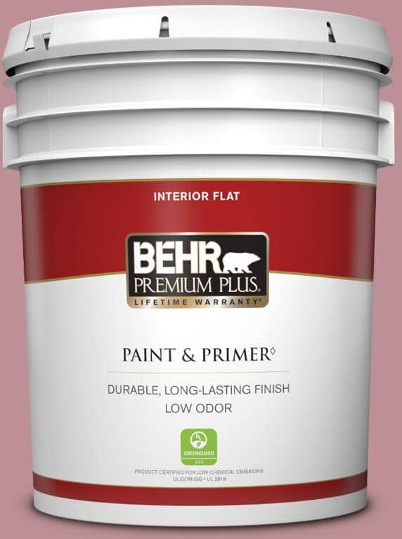 BEHR PREMIUM PLUS 5 gal. #S130-4 Cherry Juice Flat Low Odor Interior Paint & Primer