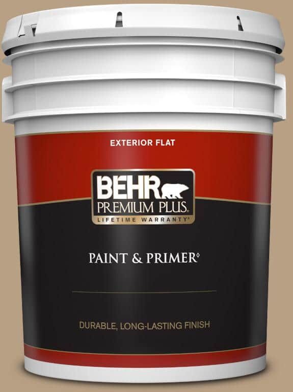 BEHR PREMIUM PLUS 5 gal. Home Decorators Collection #HDC-AC-12 Craft Brown Flat Exterior Paint & Primer