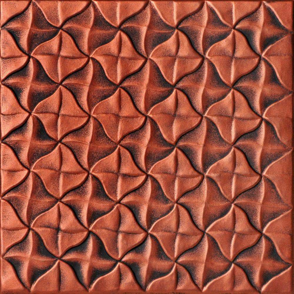 A La Maison Ceilings Granny's Pinwheel Quilt Antique Copper 1.6 ft. x 1.6 ft. Decorative Foam Glue Up Ceiling Tile (21.6 sq. ft./case)