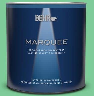 BEHR MARQUEE 1 qt. #460B-4 Garden Glow Satin Enamel Interior Paint & Primer