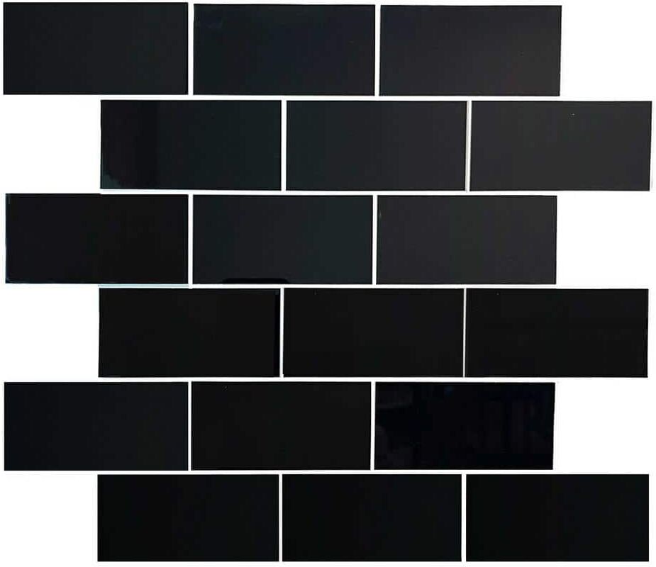 DIP Design Is Personal DIP Black Subway Tile 12 in. x 12 in. Self-Adhesive PVC Backsplash (10 pack)