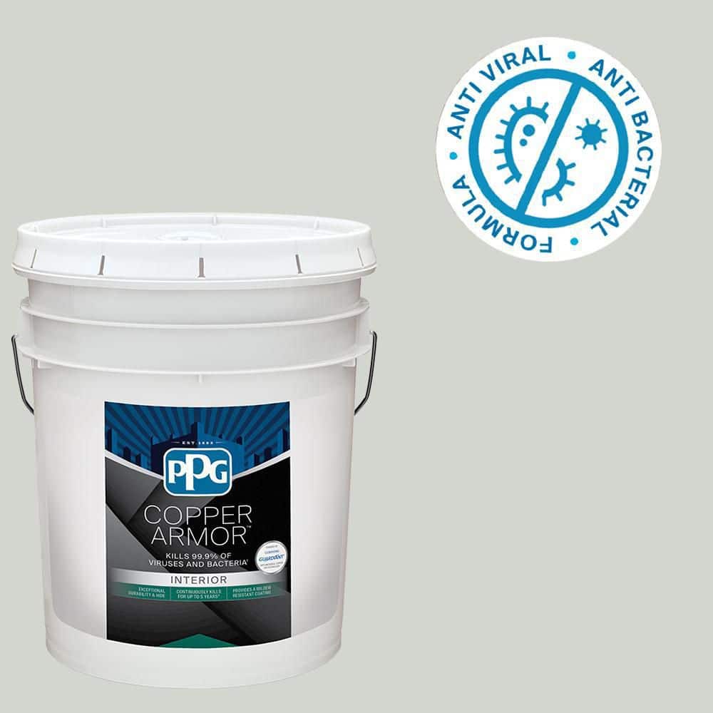 COPPER ARMOR 5 gal. PPG0994-1 Afraid Of The Dark Eggshell Antiviral and Antibacterial Interior Paint with Primer