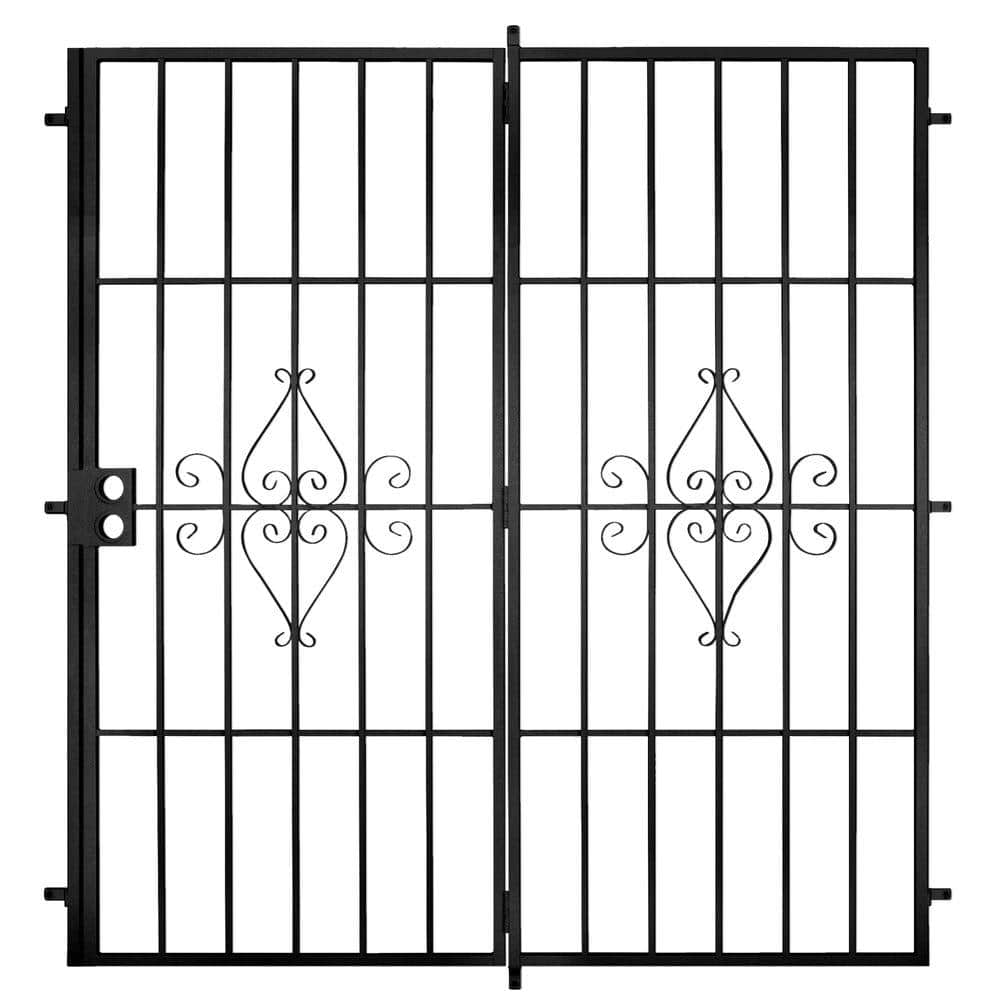 Unique Su Casa 72 in. x 80 in. Black Projection Mount Outswing Steel Patio Security Door with No Screen