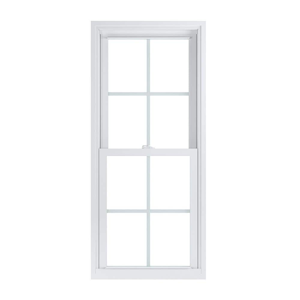 American Craftsman 23.75 in. x 53.25 in. 70 Pro Series Low-E Argon Glass Double Hung White Vinyl Replacement Window with Grids, Screen Incl