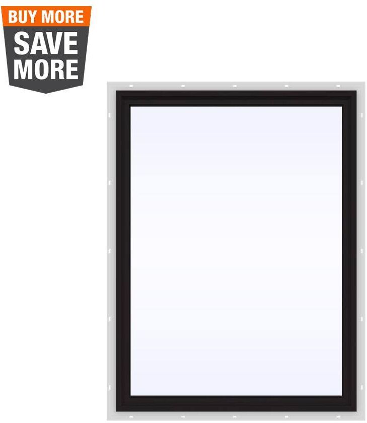 JELD-WEN 36 in. x 48 in. V-4500 Series Black Exterior/White Interior FiniShield Vinyl Picture Window w/ Low-E 366 Glass