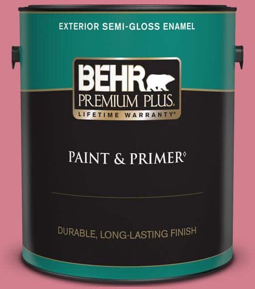 BEHR PREMIUM PLUS 1 gal. #P140-4 I Pink I Can Semi-Gloss Enamel Exterior Paint & Primer