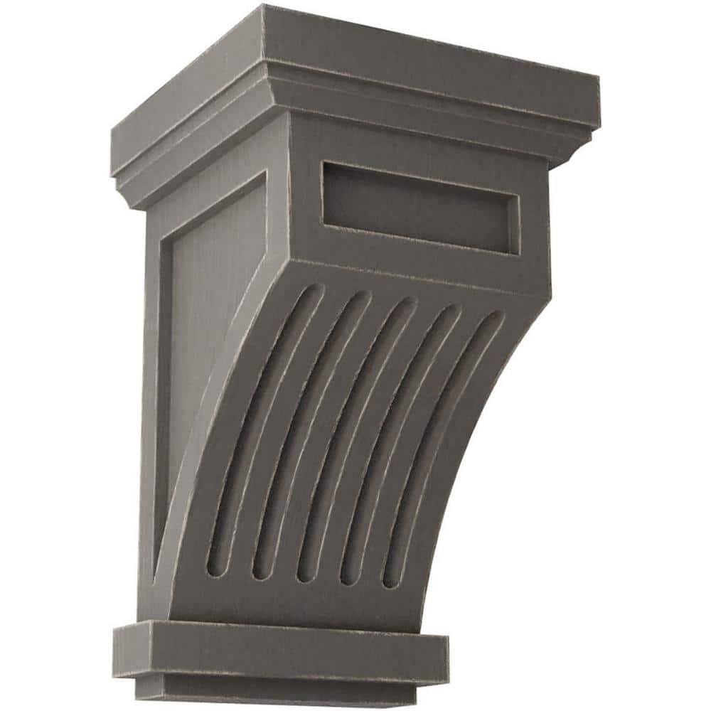 Ekena Millwork 4-1/4 in. x 7 in. x 4-1/4 in. Reclaimed Grey Fluted Wood Vintage Decor Corbel