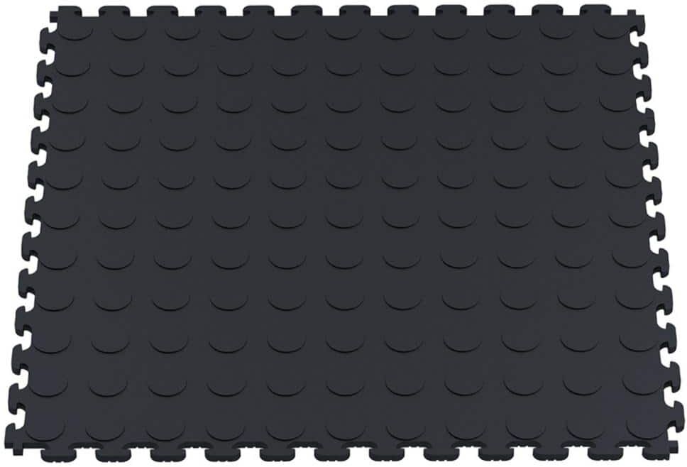 Norsk Multi-Purpose Black 18.3 in. x 18.3 in. PVC Garage Flooring Tile with Raised Coin Pattern (6-Pieces)