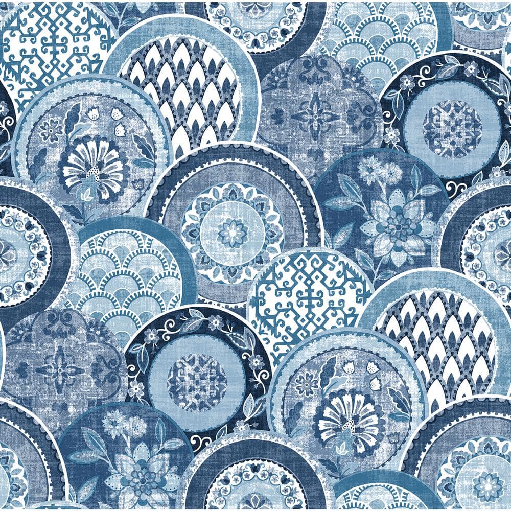 A-Street Prints Laguna Blue Plate Paper Strippable Roll Wallpaper (Covers 56.4 sq. ft.)