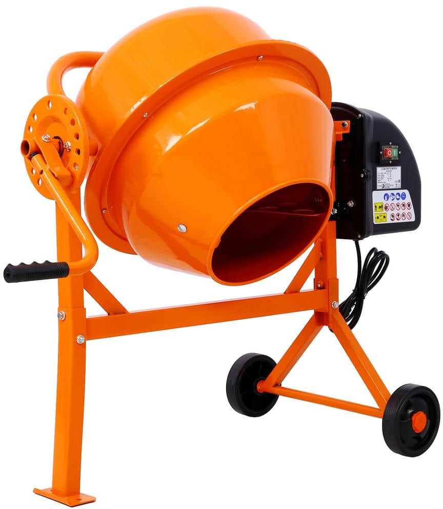 Orange Cement Mixer 5 cu. ft. Electric Concrete Mixer Machine 650 Watt AC Motor Portable Pow