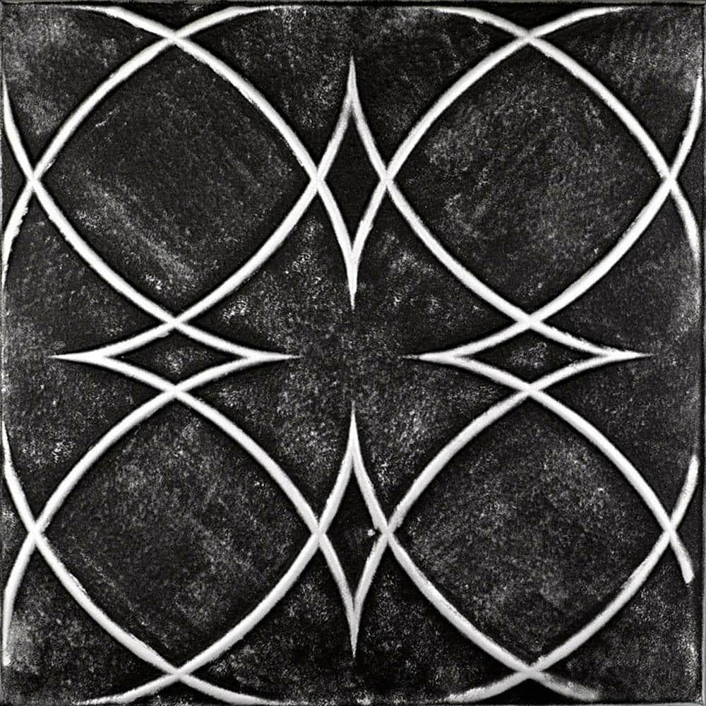 A La Maison Ceilings Circles and Stars Black Silver 1.6 ft. x 1.6 ft. Decorative Foam Glue Up Ceiling Tile (21.6 sq. ft./case)