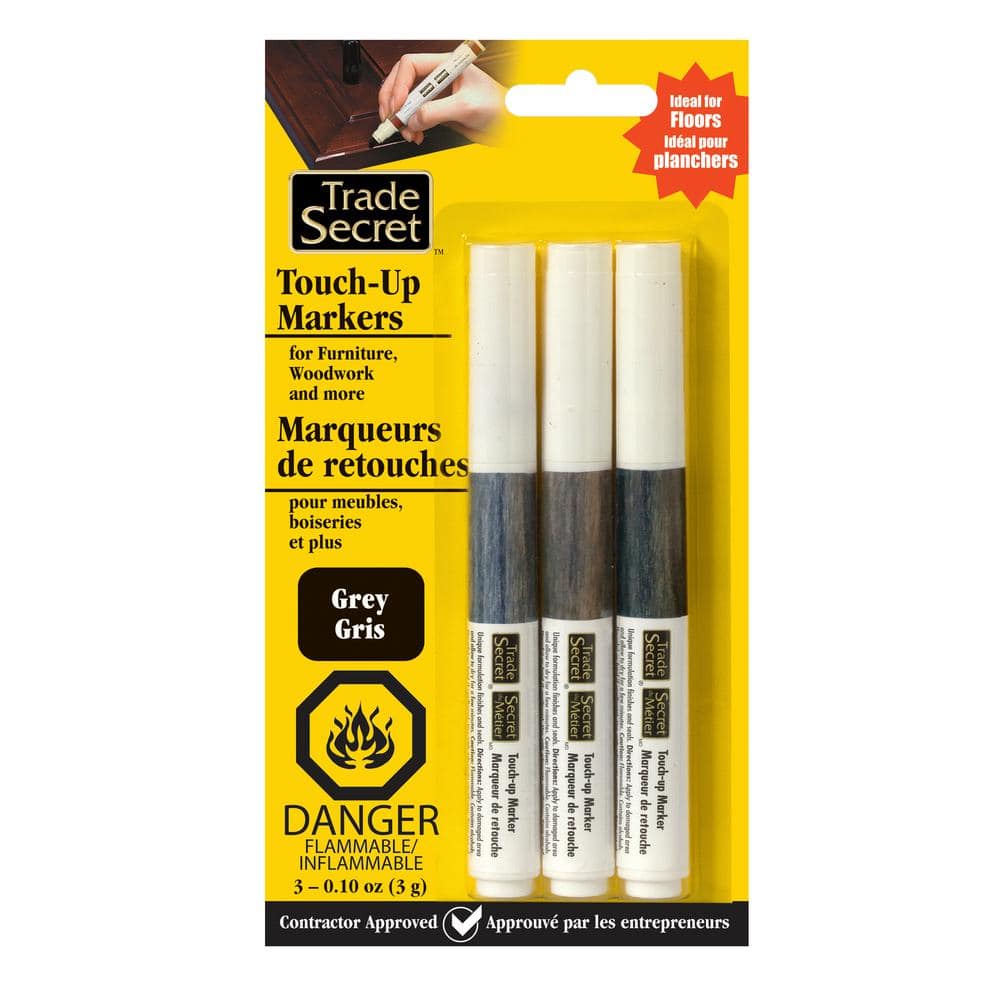 Trade Secret 0.1 oz. Grey Tone Wood Stain Pencils and Markers for Furniture and Floor Touch-Up (3-Pack)