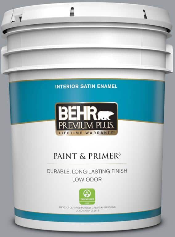 BEHR PREMIUM PLUS 5 gal. #760F-4 Down Pour Satin Enamel Low Odor Interior Paint & Primer