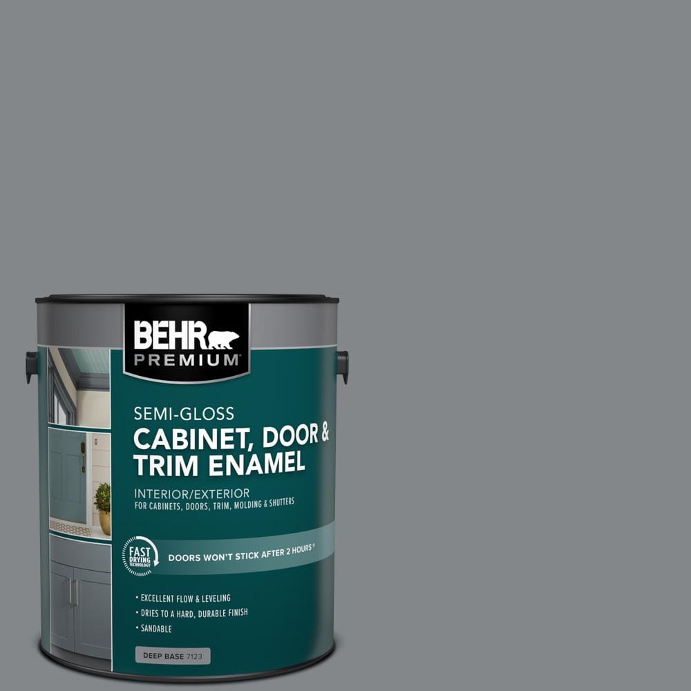 BEHR PREMIUM 1 gal. #N500-5 Magnetic Gray color Semi-Gloss Enamel Interior/Exterior Cabinet, Door & Trim Paint