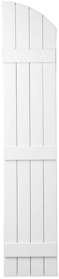 Ply Gem 15 in. x 71 in. Polypropylene Plastic Arch Top Closed Board and Batten Shutters Pair in White