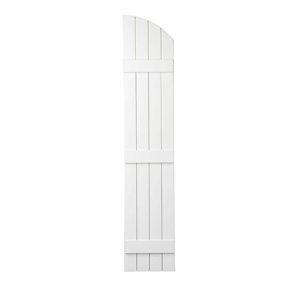 Ply Gem 15 in. x 77 in. Polypropylene Plastic Closed Arch Top Board and Batten Shutters Pair in White