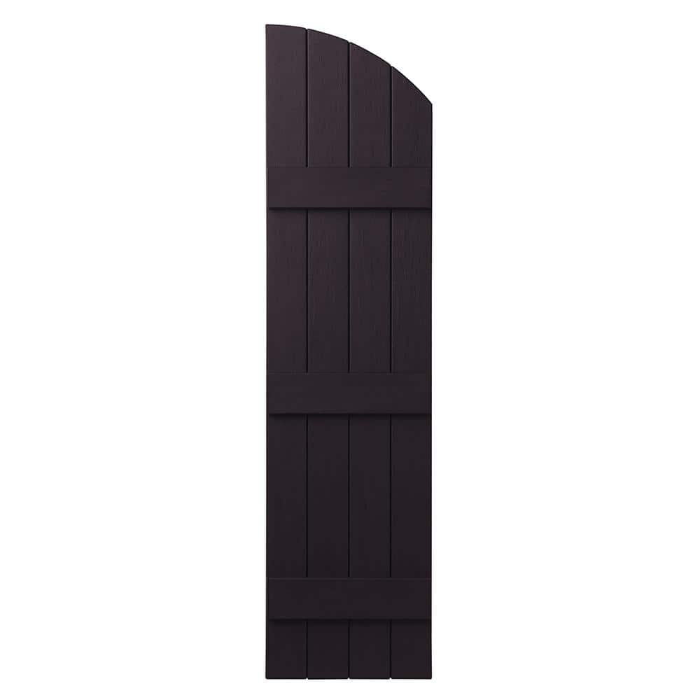 Ply Gem 15 in. x 65 in.  Polypropylene Plastic Arch Top Closed Board and Batten Shutters Pair in Dark Berry