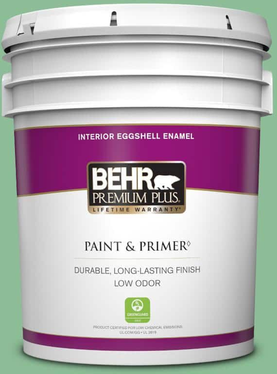 BEHR PREMIUM PLUS 5 gal. #M410-4 Garden Swing Eggshell Enamel Low Odor Interior Paint & Primer