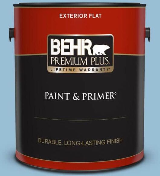 BEHR PREMIUM PLUS 1 gal. #PPU14-11 Gentle Sky Flat Exterior Paint & Primer