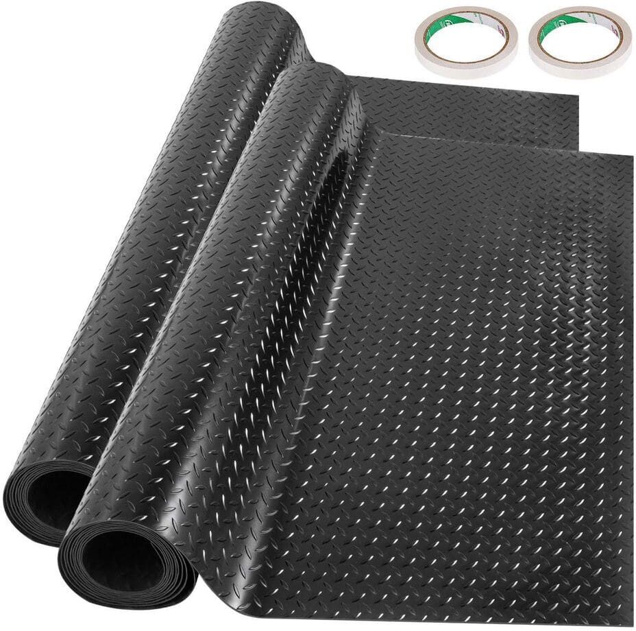 VEVOR Garage Floor Mats 3.6 ft. W x 14.7 ft. L Garage Mat 2.5 mm Thickness PVC Garage Flooring Black Garage Mats, 2 Rolls