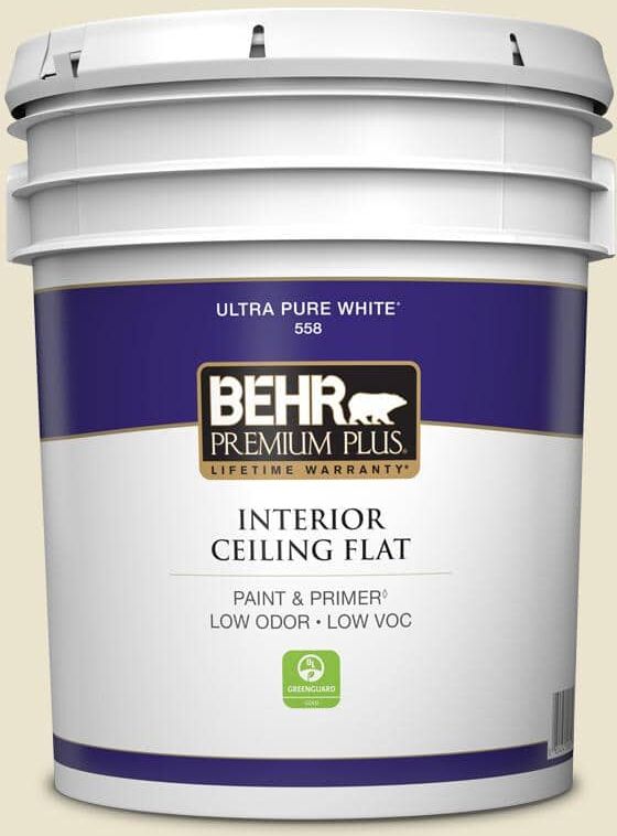 BEHR PREMIUM PLUS 5 gal. #S330-1 Baby Artichoke Ceiling Flat Interior Paint