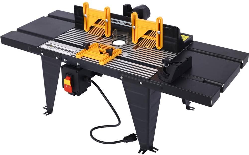 Kahomvis 34 in. W x 13.5 in. D x 16 in. H Electric Benchtop Router Table Wood Working Craftsman Tool, Black