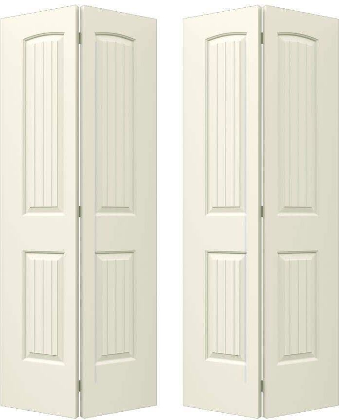 JELD-WEN 36 in. x 80 in. Santa Fe Vanilla Painted Smooth Molded Composite Closet Bi-fold Double Door