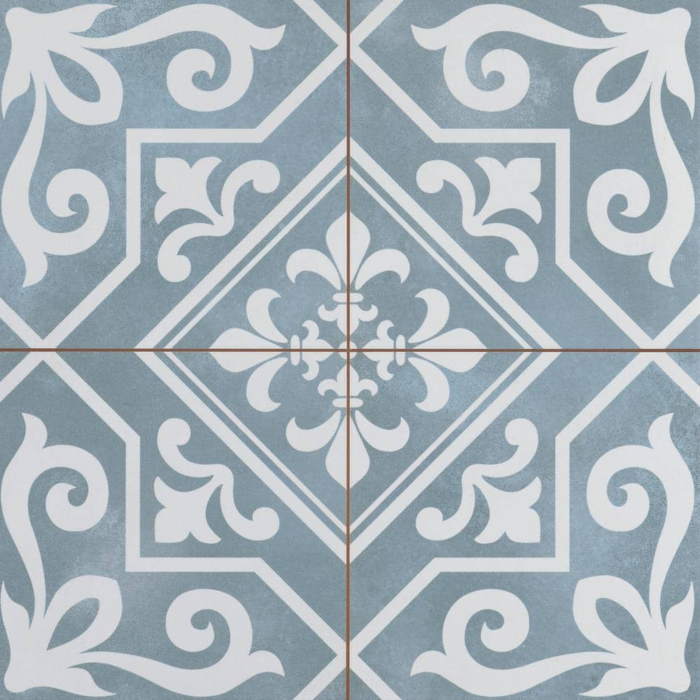 EMSER TILE Nostalgia Novel 17.72 in. x 17.72 in. Matte Patterned Look Ceramic Floor & Wall Tile (10.9 sq. ft./Case)