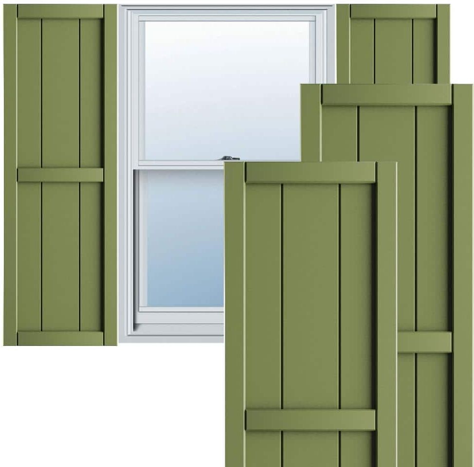 Ekena Millwork 10-3/4 in. x 47 in. True Fit PVC Two Board Framed Board and Batten Shutters Pair in Moss Green