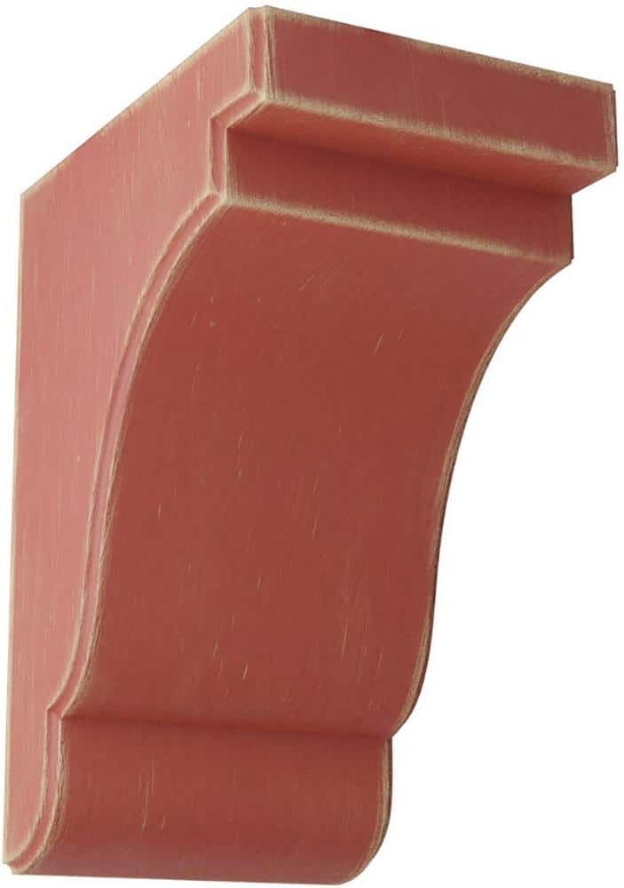 Ekena Millwork 5-1/4 in. x 9-1/2 in. x 7-1/4 in. Salvage Red Bedford Wood Vintage Decor Bracket