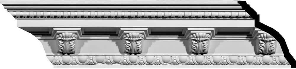 Ekena Millwork 5-1/4 in. H x 5-1/4 in. P x 7-1/2 in. F x 94-1/2 in. L Polyurethane Attica Acanthus Leaf Crown Moulding (12-Pack)