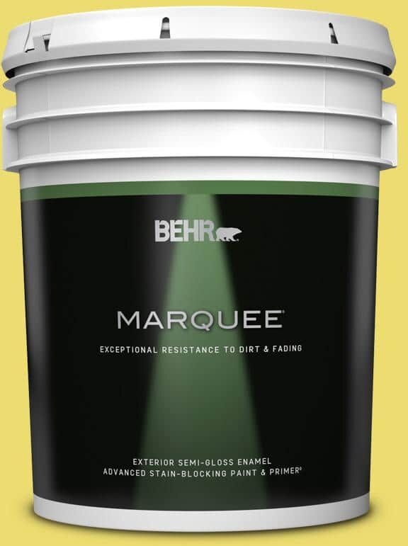 BEHR MARQUEE 5 gal. #T15-15 Plastic Lime Semi-Gloss Enamel Exterior Paint & Primer